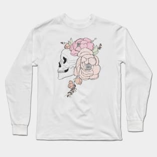 Skull in floral headband Long Sleeve T-Shirt